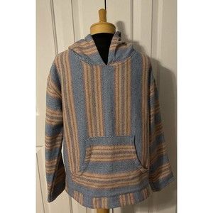 Original Senor Lopez Woven Mexican Baja Hoodie Mexican Surf Poncho/pullover Med.